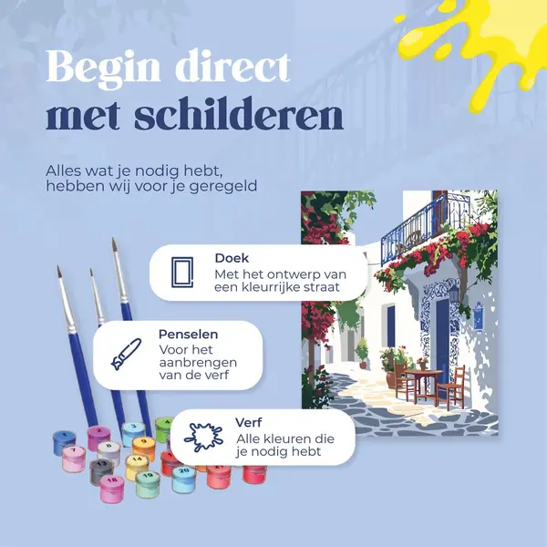 Rubye® Schilderen Op Nummer - Grieks Eiland - Volwassenen & Kinderen - 50x40cm thumbnail
