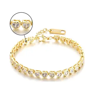 Malinsi® Armband Dames Lovely Gold Plated - Hart Stenen 17-20, 5cm Verstelbaar - Armbanden Vrouwen