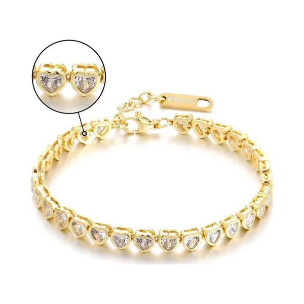 Malinsi® Armband Dames Lovely Gold Plated - Hart Stenen 17-20, 5cm Verstelbaar - Armbanden Vrouwen thumbnail