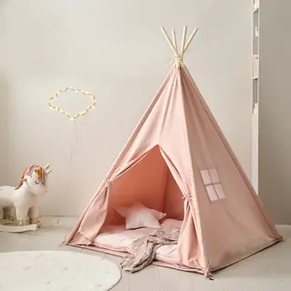 Petite Amelie Petite Amélie Speeltent Roze - Wigwam Met Dunne Vloerbodem - Tipi Voor Kinderen 100 % Katoen - Creëer Een Magische Speelplek