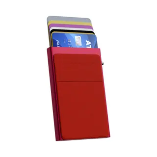 Nuvance - Pasjeshouder Uitschuifbaar - Rfid Bescherming - Pasjeshouders Voor Mannen En Vrouwen - Creditcardhouder - Rood