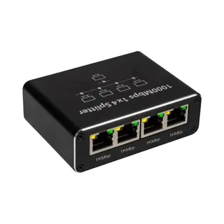 Nuvance Internet Splitter - 4 Poorten - Netwerk Switch - Tot 1000Mbps - Netwerk Splitter - RJ45 Cat5 Cat6 Lan Utp Ethernet