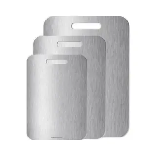 AoraKitchen Snijplank Rvs - Set 3 Stuks - Snijplanken - Vaatwasserbestendig - Titanium Gestabiliseerd