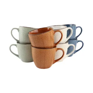 Otix Koffiekopjes - Met Oor - Koffietassen - Set Van 8 - Theemok - Verschillende Kleuren - Aardewerk - 250 Ml - Heather