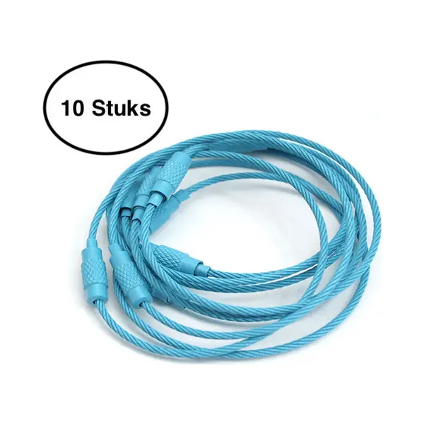 Staaldraad Sleutelring 15 Cm - Sleutelhanger - Split Ring - 15 Centimeter - 10 Stuks - Hemels Blauw thumbnail