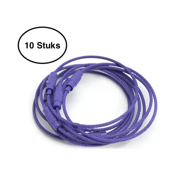 Staaldraad Sleutelring 15 Cm - Sleutelhanger - Split Ring - 15 Centimeter - 10 Stuks - Paars thumbnail