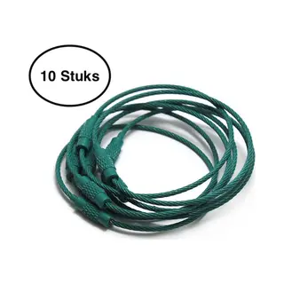Staaldraad Sleutelring 15 Cm - Sleutelhanger - Split Ring - 15 Centimeter - 10 Stuks - Donker Groen