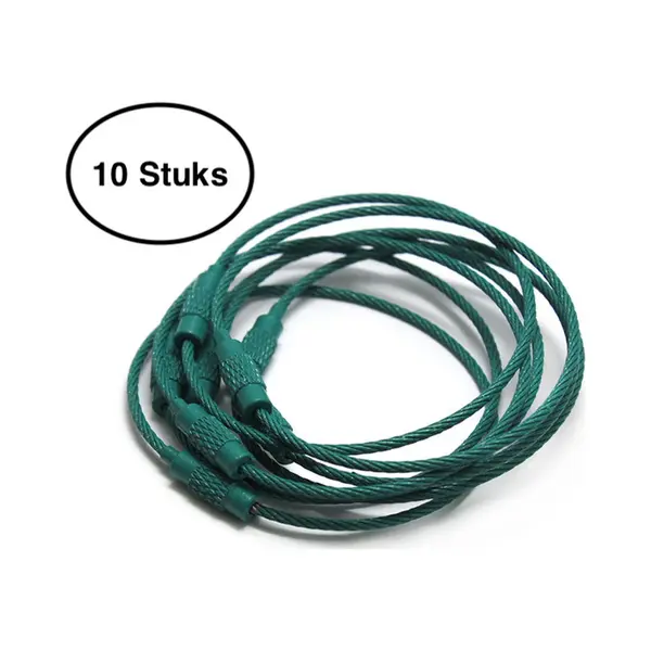 Staaldraad Sleutelring 15 Cm - Sleutelhanger - Split Ring - 15 Centimeter - 10 Stuks - Donker Groen thumbnail