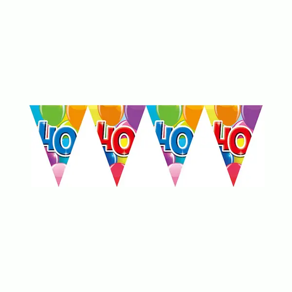 We Fiesta 2x Vlaggenlijn 40 Jaar 10 Meter Dubbelzijdig Bedrukt - Verjaardag Feestje Vlag Vlaggen Versiering Slinger Feestdecoratie Decoratie thumbnail