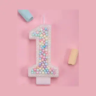 DW4Trading Verjaardagskaars 1 Balletjes Met Pastelkeuren - Cijfer-kaars - Taartversiering
