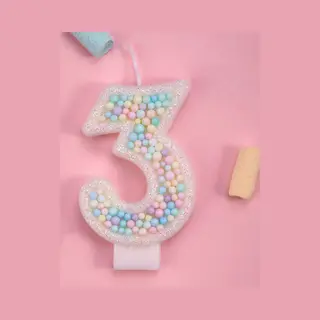 DW4Trading Verjaardagskaars 3 Balletjes Met Pastelkeuren - Cijfer-kaars - Taartversiering