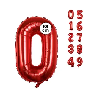 Fienosa Cijfer Ballonnen Nummer 0 - Rood - 101 Cm - Xl Groot - Helium Ballon - Verjaardag Ballon - Leeftijd Verjaardag - Verjaardagsballon -