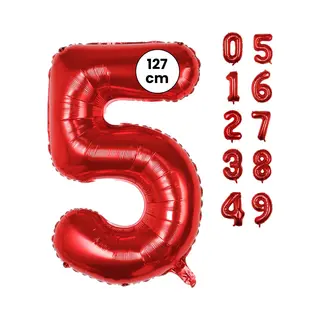 Fienosa Cijfer Ballonnen Nummer 5 - Rood - 127 Cm - Xxl Groot - Helium Ballon - Verjaardag Ballon - Leeftijd Verjaardag - Verjaardagsballon -