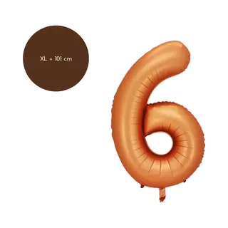 Fienosa Cijfer Ballonnen - Nummer 6 - Oranje - Kleur - 101 Cm - Xl Groot - Helium Ballon - Verjaardag Ballon - Verjaardag Versiering - Leeftijd