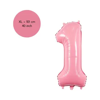 Fienosa Cijfer Ballonnen Roze 1 - Nummer 1 - Roze - 101 Cm - Helium Ballon - Verjaardag Versiering - Verjaardag Ballon - Leeftijd