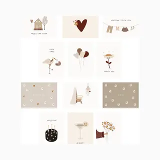 weliketolove 12x Hippe Gekleurde Kaartjes (A6 Formaat) - Kaartjes Om Te Versturen - Kaartenset - Kaartjes Blanco - Kaartjes Met Tekst - Wenskaarten