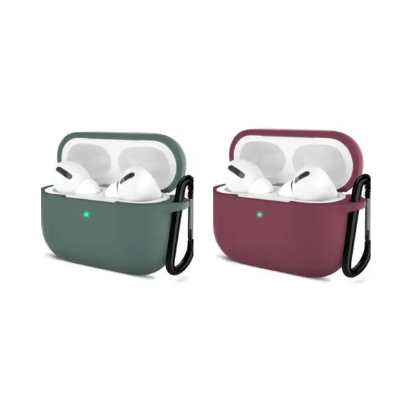 ShieldCase Bundel Van 2 Airpods Beschermhoesjes - Geschikt Voor Airpods Pro / 2 Pro - Burgundy En Donkergroen - Optimale Bescherming - Stijlvolle thumbnail