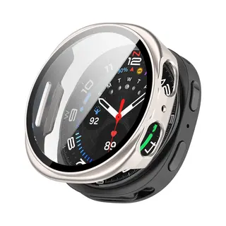 Strap-it Hard Case Hoesje Met Screen Protector Glas - Geschikt Voor Samsung Galaxy Watch 8 - 40mm (sterrenlicht/starlight)