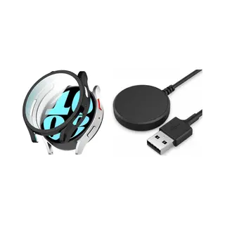 Strap-it Tpu Case Zwart + Oplaadkabel – Geschikt Voor Samsung Galaxy Watch 6 40mm – Schokbestendig Beschermhoesje & Duurzame Oplader