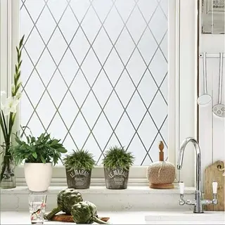 Homewell 3D Rautenmuster Fensterfolie 90x300 Cm – Milchglasfolie Sichtschutz Statisch Haftend Ohne Kleber – Dekorative Glasfolie Blickdicht Mit
