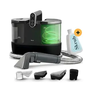 Skrub 4-in-1 Tapijtreiniger – Verwarmbaar Tot 60°C – Compacte Vlekkenreiniger – 4 Opzetstukken – Heetwater Bankreiniger Machine – Meubel- &