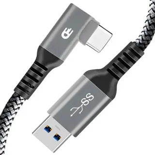 Drivv. Usb Naar Usb C Kabel - Haaks - Usb C Data En Oplaadkabel - Fast Charge / Snellader - 1.5 Meter Kort - Grijs