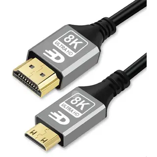 Drivv. Premium Mini Hdmi Naar Hdmi Kabel 2.1 - 8K 60Hz / 4K 120Hz - Grijs