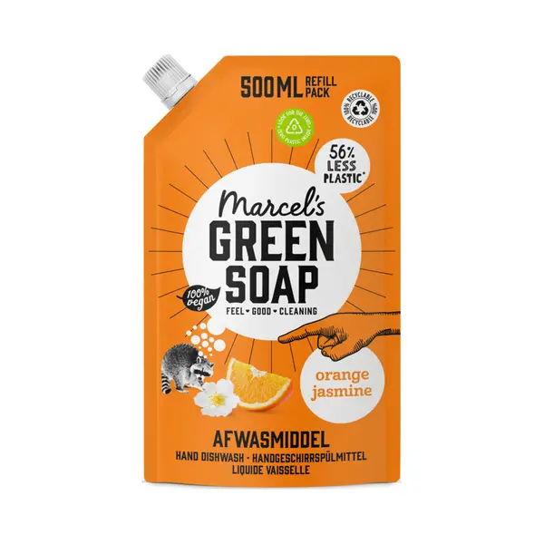 6x Marcel's Green Soap Afwasmiddel Sinaasappel&Jasmijn Navulling 500 Ml thumbnail