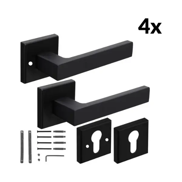 Ruhhy Zwarte Matte Deurklink Voor Binnendeuren - Stijlvol En Functioneel - 4 Sets thumbnail
