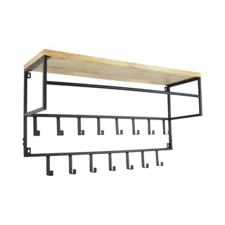 LOFT42 Petri Kapstok - 15 Haken - Metaal - Zwart - 100x57x30