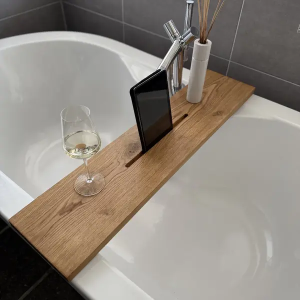 Maison Dam - Badplank Eikenhout Pure - 80x20x3cm - Met Tablet Uitsparing - Rubio Monocoat thumbnail