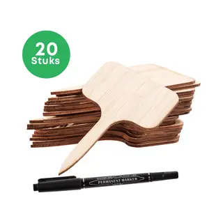 Yugn Plantenlabels 20 Stuks - Bamboe - Inclusief 1 Pen - Plantenstekers Planten Labelen - Kruiden Labelen - Steeketiketten Moestuin Bordjes