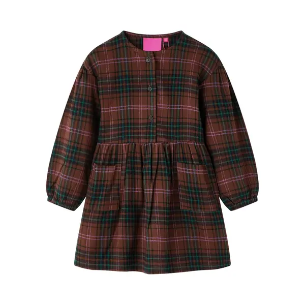 VidaXL Kinderkleid Mit Langen Ärmeln Cognac 128 thumbnail