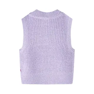 VidaXL Kinder Pulloverweste Gestrickt Ärmellos Weste Pullover Strickweste Helllila 92