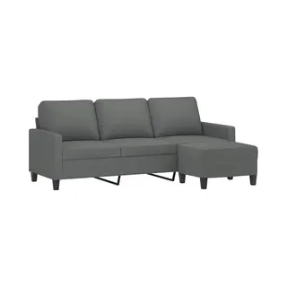 3-sitzer-sofa Mit Hocker Dunkelgrau 180 Cm Stoff - Vidaxl