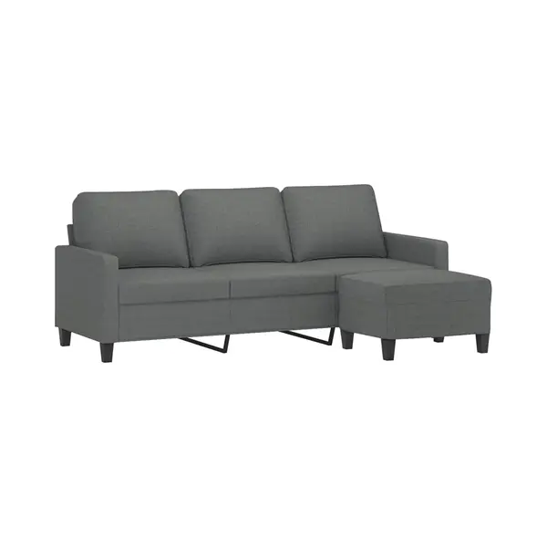 3-sitzer-sofa Mit Hocker Dunkelgrau 180 Cm Stoff - Vidaxl thumbnail