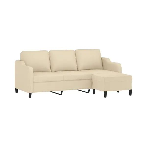 Vidaxl 3-sitzer-sofa Mit Hocker Creme 180 Cm Stoff thumbnail