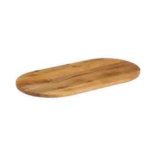VidaXL Oval Solid Wood Mango Table Top Replacement - 120x50 Cm, Ic Oak Finish, Versatile For Home/Commercial Dining Area Revamp
