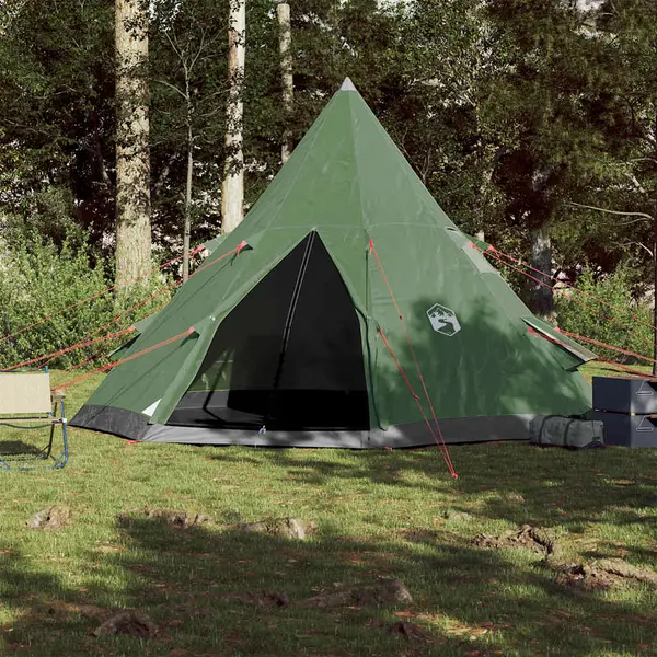 'vidaXL Dome Camping Tent For 4 Persons - Green Lightweight Shelter With Mesh Sidewalls - 185T Taffeta With Pu Coating - E-Port And Windows - Suitable thumbnail