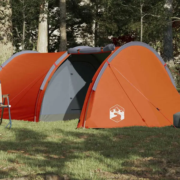 VidaXL Tunnelzelt, Campingzelt Für 4 Personen Wasserdicht, Outdoor Zelt Mit Abnehmbarem Überzelt Insektenschutz, Familienzelt Leicht Tragbar, Orange thumbnail