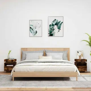 Vidaxl - Bedside Cabinets With Led Lights 2 Pcs Smoked Oak 40x39x48.5 Cm