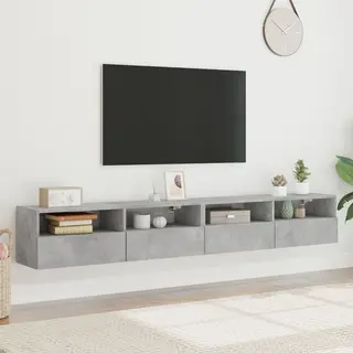 Tv Wall Cabinets 2 Pcs Concrete Grey 100x30x30 Cm Engineered Wood Vidaxl