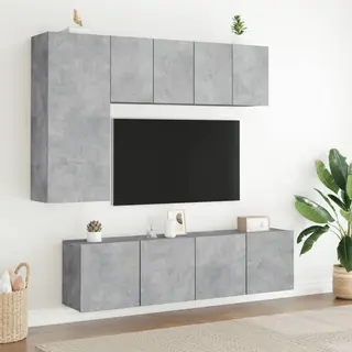 VidaXL Wall Mounted Tv Cabinets In Concrete Grey - Modern Media Storage Units Made Of Engineered Wood For Living Room - 60x30x41cm - Pack Of 2