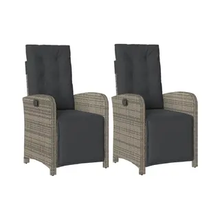 VidaXL 365187 Gartenstuhl Terrasse Gepolsterter Sitz Polyrattan, Stahl Grau