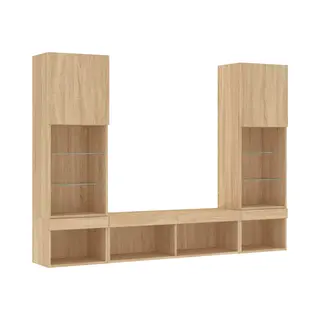 Vidaxl - 5 Piece Tv Wall Units With Led Sonoma Oak Engineered Wood