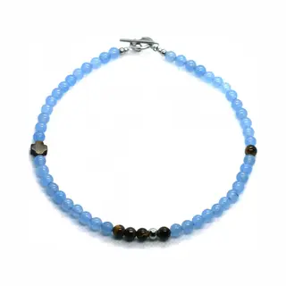 Ibiza Men Mens Jewellery IbizaMen Kids - Jongens - Ketting - Edelsteen - Aquamarijn - 36cm