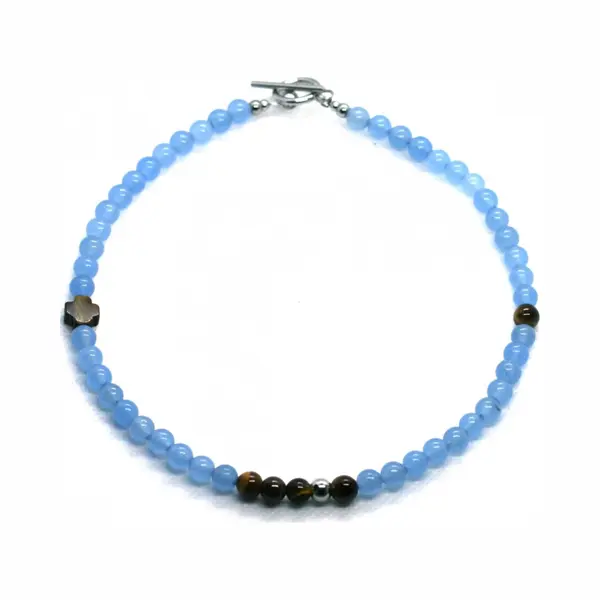 Ibiza Men Mens Jewellery IbizaMen Kids - Jongens - Ketting - Edelsteen - Aquamarijn - 36cm thumbnail