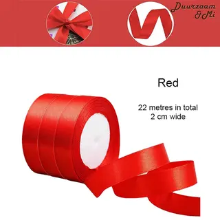 Duurzaam&Mi - Satijnen Lint - Rood - 3 Pack - 20mm - 22 Meters - Satijnen Linten - Decoratie - Zijden Linten - Cadeaulint - Autolint -Stoffen Linten
