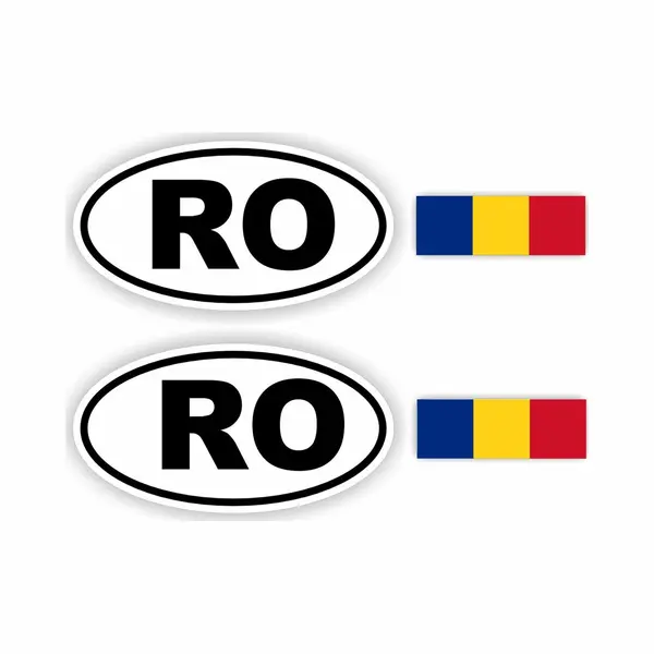 Jerma allerhandestickers Jerma - Ro - Roemenië Vlag - Auto - Sticker - 2x Ovaal 13x7 Cm - 2st 7x2.5 Cm - Vinyl - Zelfklevend thumbnail