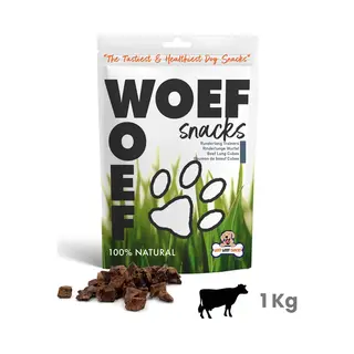 Woef Woef Snacks Woef Snacks Hondensnacks Runderlong Trainers 1.00 Kg - Trainingsnacks Hondensnoepjes - Gedroogd Vlees - Rund - Vanaf 3 Maanden - Geen Toevoegingen